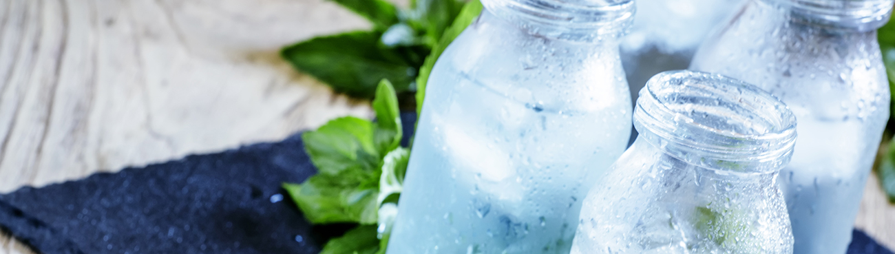 cold mineral water with ice
